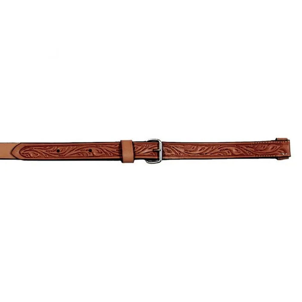 0808-0004 Circle Y Floral Tooled Flank Cinch 1 1/2 Inch - Regular Oil