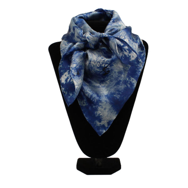 0909527 M&F Silk Print Wild Rag- Blue Tie Dye