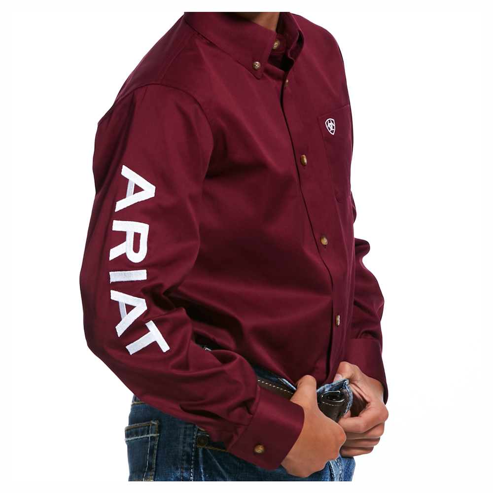 Team Logo Twill Classic Fit Shirt Burgundy / White / SMALL