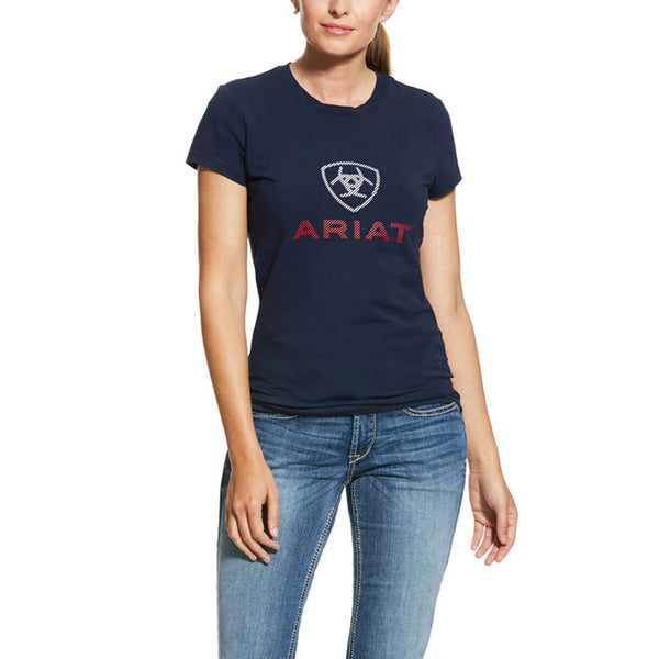 10030360 Ariat Women's HD Logo Navy Short Sleeve T-Shirt