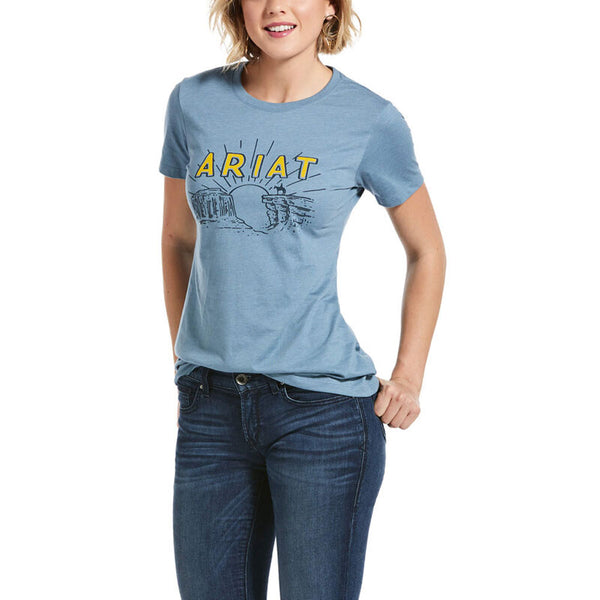 10032521 Ariat Women's Lonesome Sunrise Heather Blue Short Sleeve T-Shirt