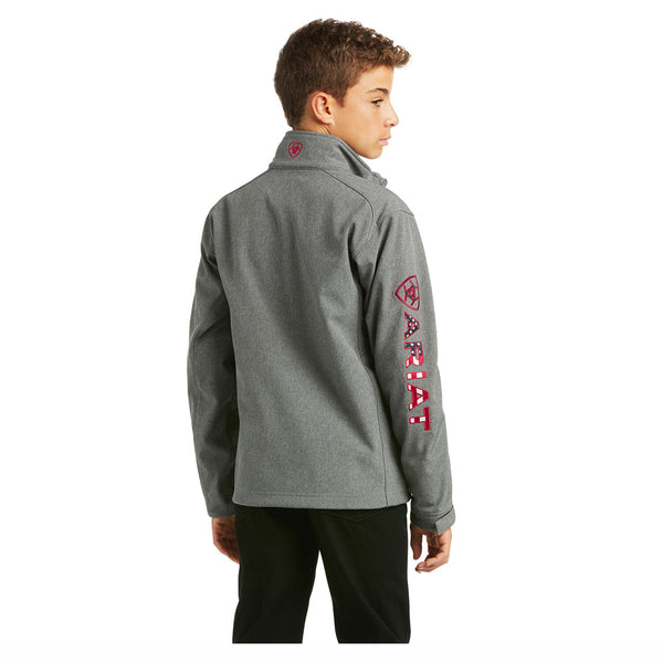 10037366 Ariat Boy's Logo 2.0 Softshell Jacket - Charcoal / Americana