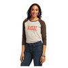10038060 Ariat Women's REAL Cactus Logo Raglan Sleeve T-Shirt - Heather Oatmeal