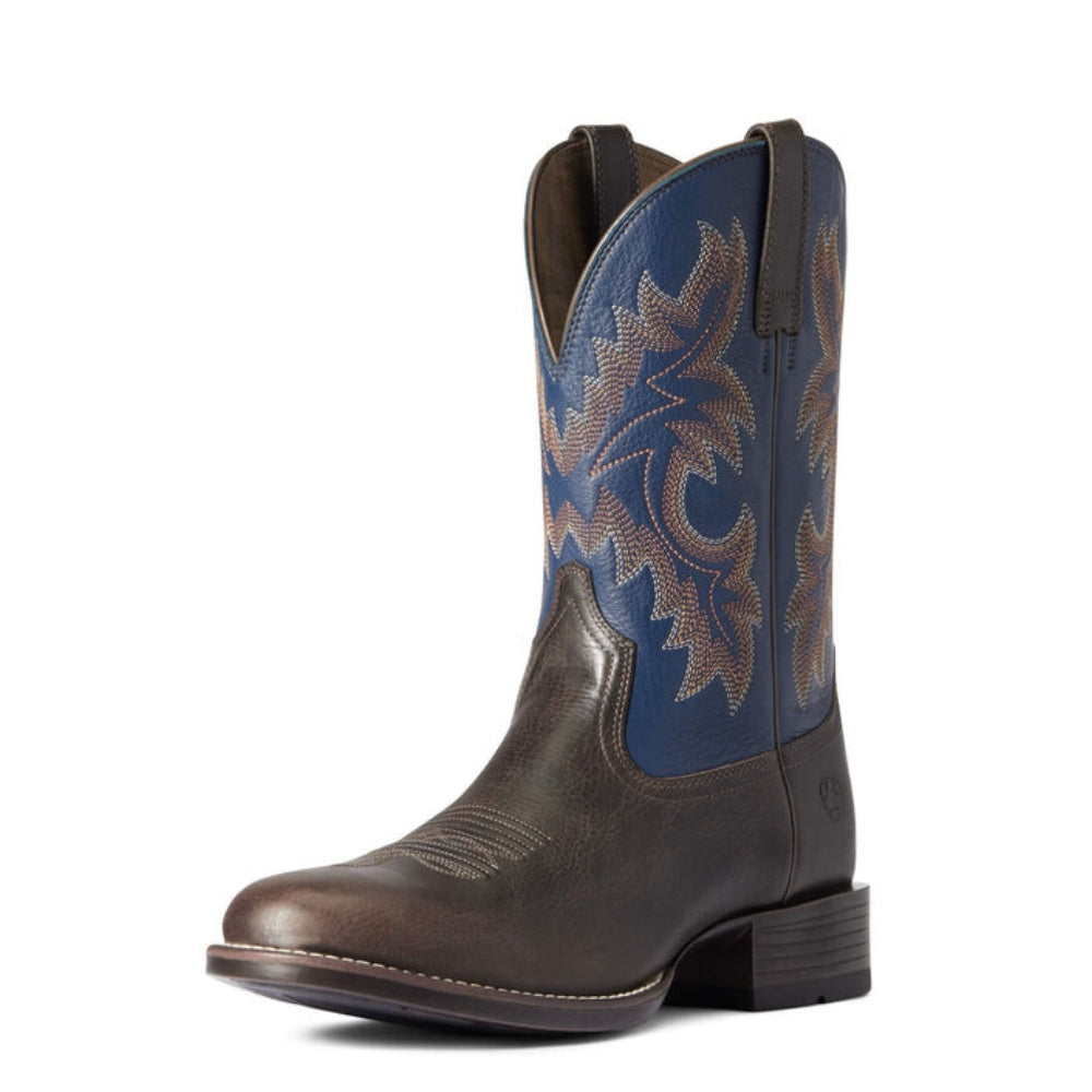 10038366 Ariat Men's Stockman Ultra Western Cowboy Round Toe Boot Wicker Federal Blue