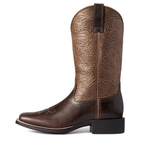 10038420 Ariat Women's Round Up Wide Square Toe Western Boot - Copper Floral