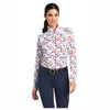 10039350 Ariat Women's Sunstopper 2.0 1/4 Zip Shirt - Gallop Print