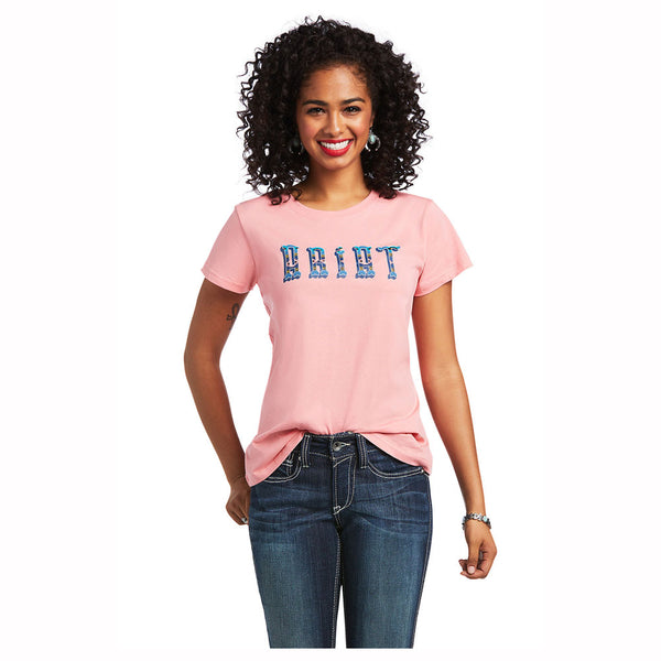 10039529 Ariat Women's Real Kinship Short Sleeve Tee - Peach Blossom