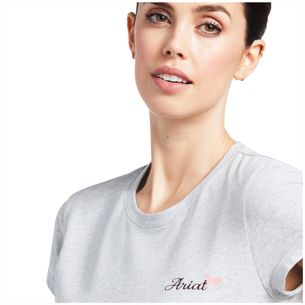 10039651 Ariat Women's Logo Script Short Sleeve T-Shirt - Heather Grey
