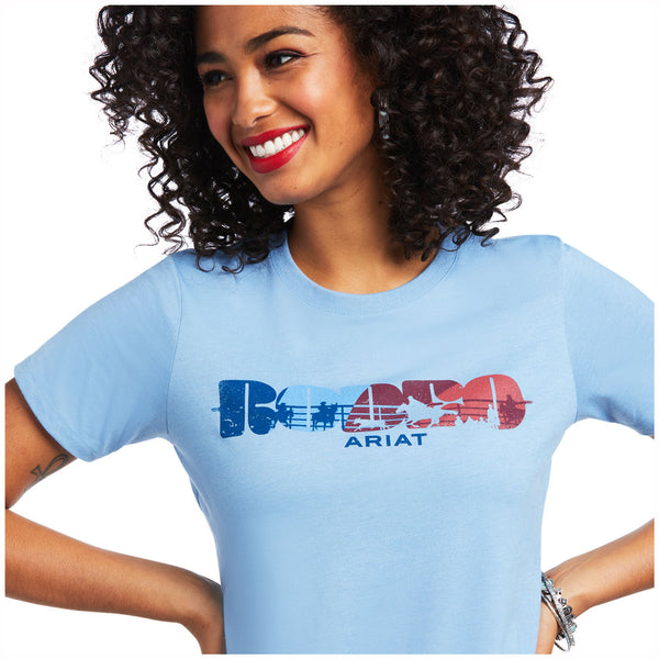 10039979 Ariat Women's Rodeo Short Sleeve T-Shirt - Light Blue Heather