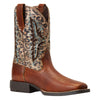 10040258 Ariat Youth Koel Venttek Square Toe Western Boot - Spiced Cider / Metallic Leopard
