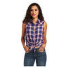 10040613 Ariat Women's Real Billie Jean Sleeveless Shirt - Heartland Plaid
