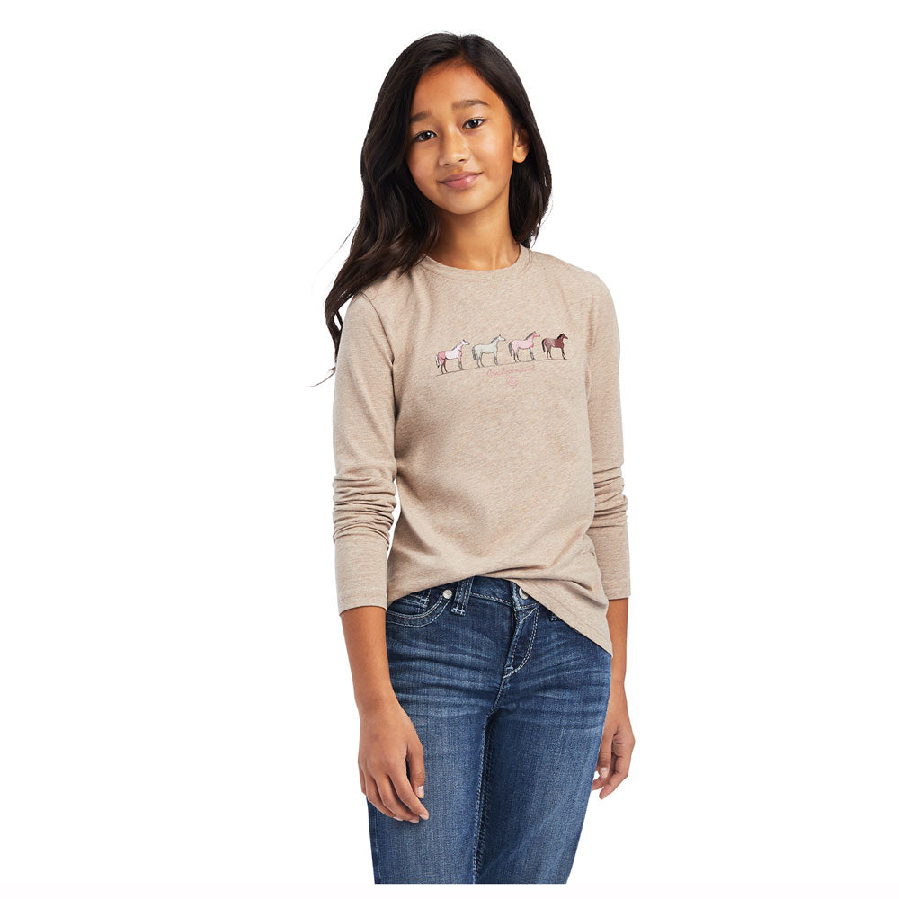 10041251 Ariat Youth Different Color Long Sleeve T-Shirt - Banyan Bark Heather