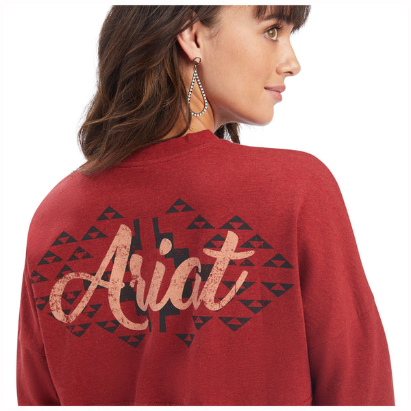 10041335 Ariat Women's REAL Southwest Oversize Tee - Rogue Red