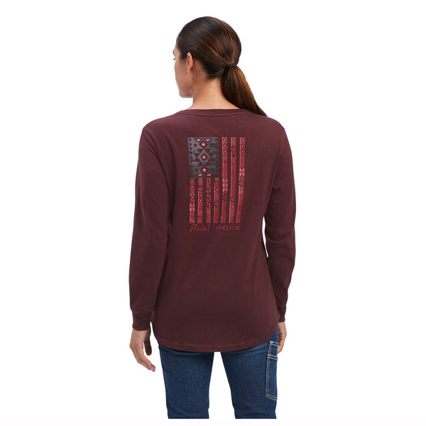 10041515 Ariat Women's Rebar Cotton Strong Southwest Graphic Long Sleeve T-Shirt - Decadent Chocolate