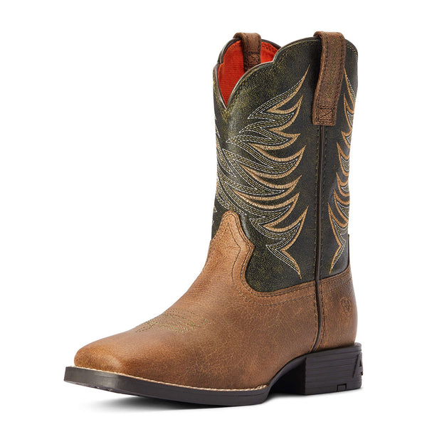 10042414 Ariat Youth Firecatcher Western Cowboy Boots - Distressed Brown / Alfalfa