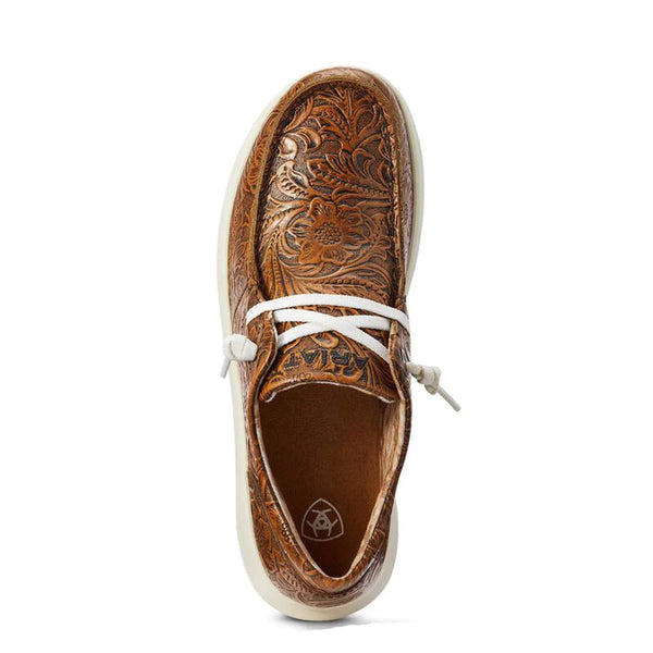 10042508 Ariat Women's Hilo Slip on Shoe - Brown Floral Embossed
