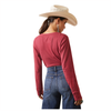 10043413 Ariat Women's Pointelle Henley Long Sleeve Top - Earth Red