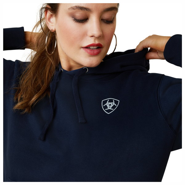 10043446 Ariat Women's Logo Hooded Sweatshirt - Navy Eclipse