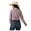 10043473 Ariat Women's Kirby Striped Long Sleeve Shirt - Pomegranate / White