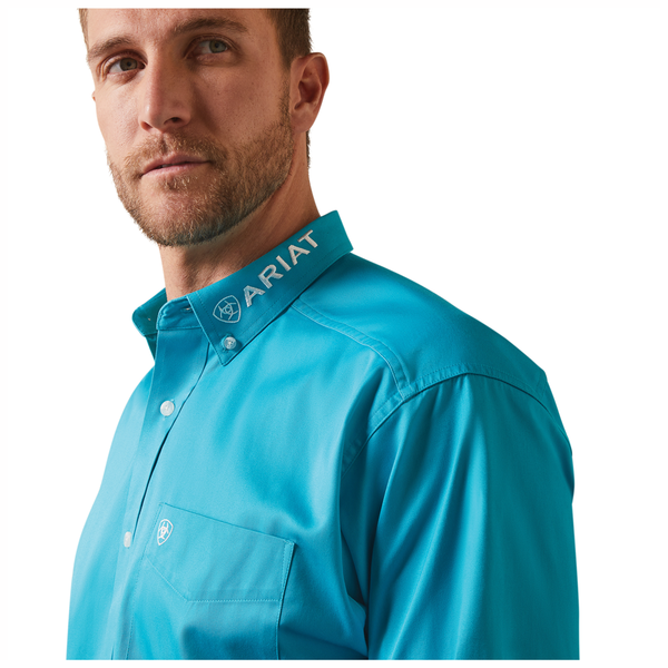 10043520 Ariat Men's Team Logo Long Sleeve Buttondown Shirt - Bluebird