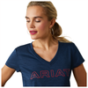10043610 Ariat Women's Laguna Logo Short Sleeve Top - Navy Eclipse