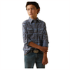 10043718 Ariat Boys Haddington Retro Long Sleeve Snap Shirt - Dusk Green