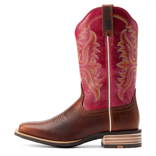 10044441 Ariat Women's Olena Western Boot - Vintage Caramel / Berry Rouge