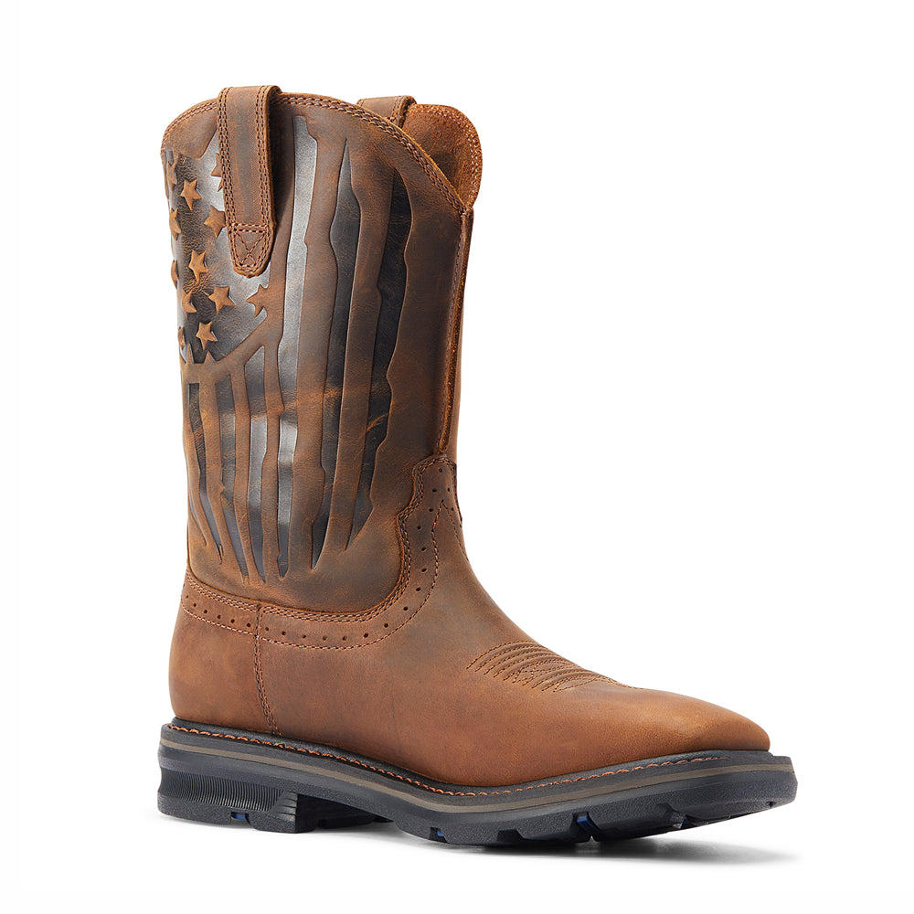 10044505 Ariat Men's Sierra Shock Shield Western Work Boot - Patriotic Brown