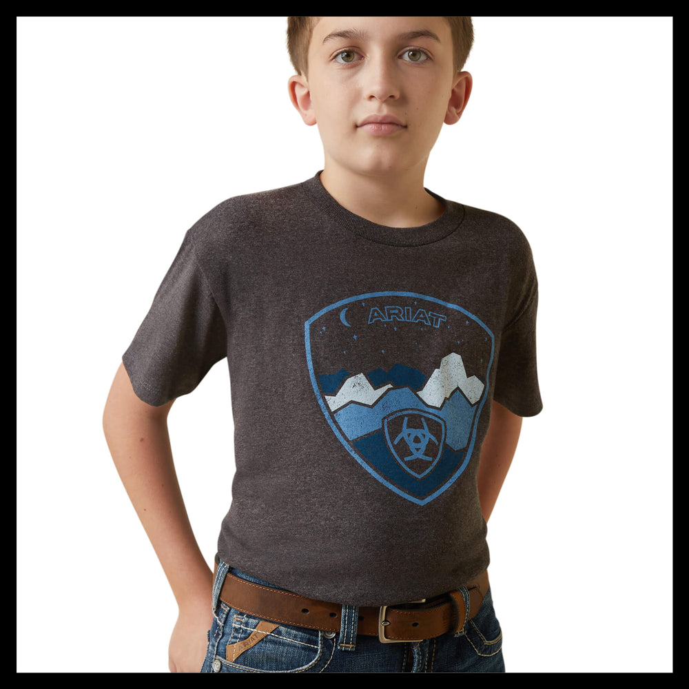 10044748 Ariat Boys Logoscape Short Sleeve Tee - Charcoal Heather