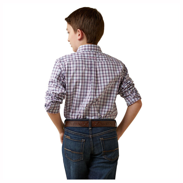 10044917 Ariat Boys' Pro Series Meir Long Sleeve Western Buttondown Shirt - Purple