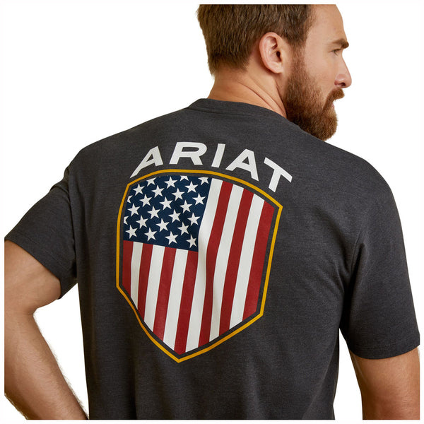 10045278 Ariat Men's Patriot Badge Short Sleeve Tee - Charcoal Heather