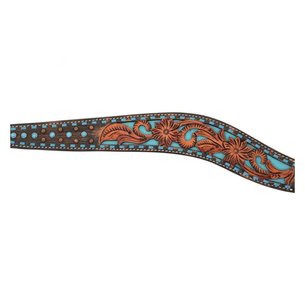 1006-23-SC Circle Y Bronco Blue Texas Flower Breast Collar