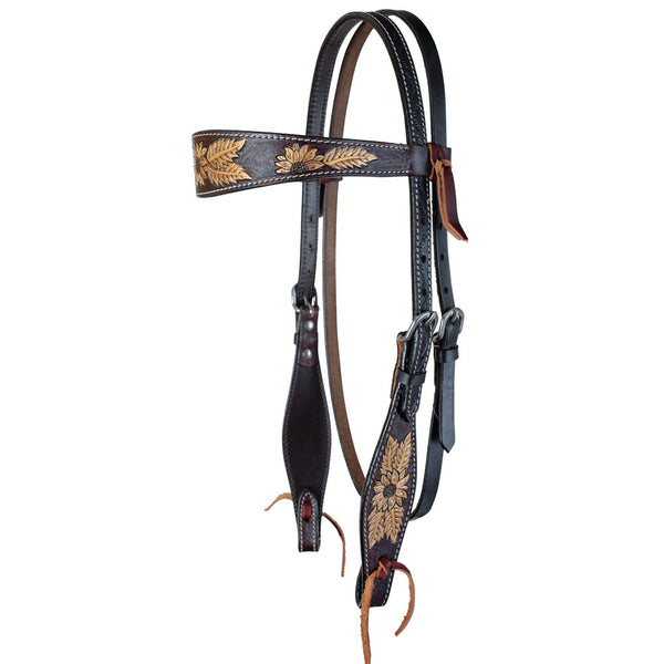1016-12-SC  Circle Y Golden Sunflower Browband Headstall