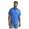 112324664 Wrangler Men's Wrinkle Resist Short Sleeve Western Snap Shirt - Blue Plaid