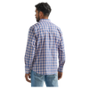 112324686 Wrangler Men's Wrinkle Resist Long Sleeve Western Snap Shirt - Blue, Orange & White Plaid