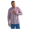112324792 Wrangler Men's Relaxed Fit Button Down Long Sleeve Shirt- Blue Red Plaid