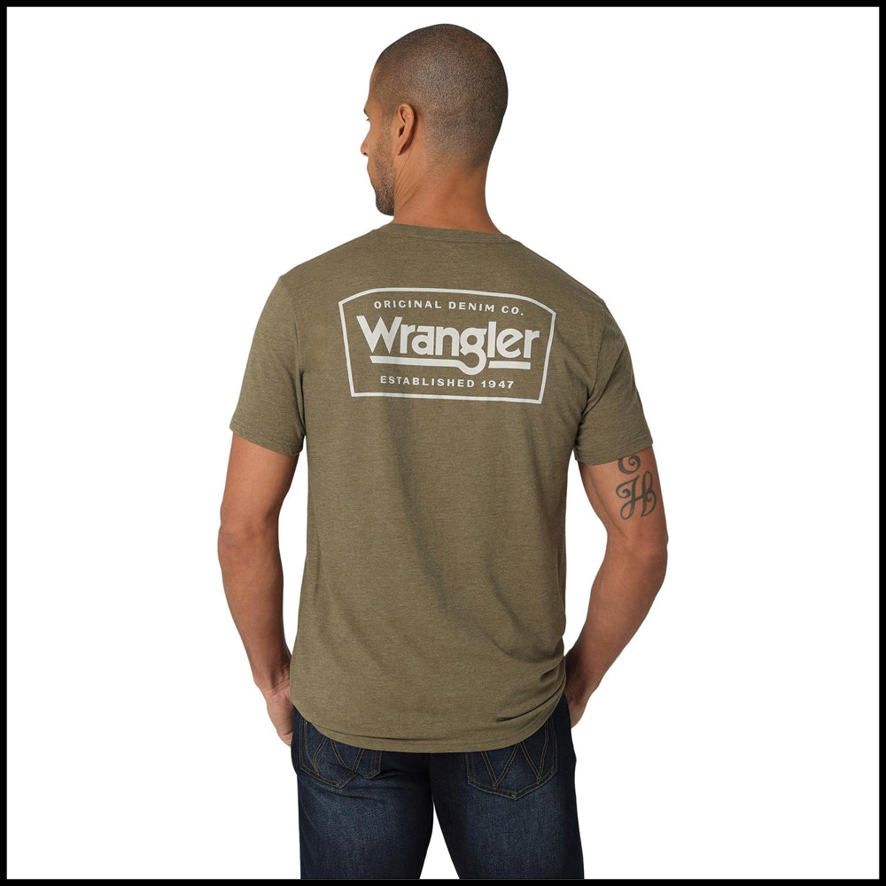 112325752 Wrangler Men's Logo Short Sleeve Tee - Burnt Olive