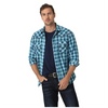 112326348 Wrangler Rock 47 Men's Modern Fit Long Sleeve Snap Shirt - Blue Plaid