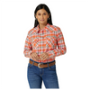 112327236 Wrangler Women's Essential Long Sleeve Snap Shirt - Orange Plaid