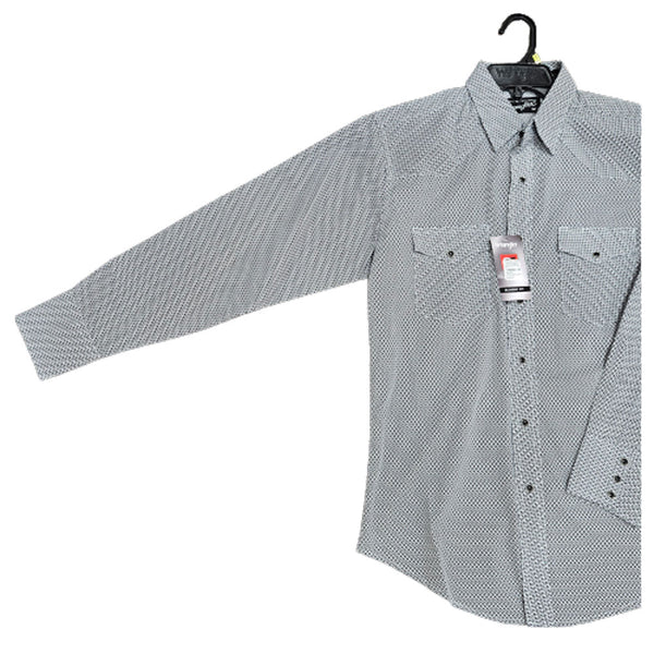 112327785 Wrangler Men's Silver Edition Long Sleeve Western Snap Shirt - Black Print