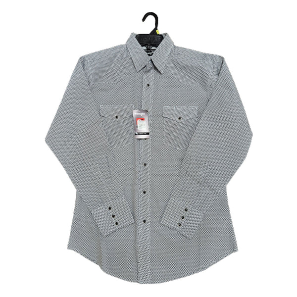 112327785 Wrangler Men's Silver Edition Long Sleeve Western Snap Shirt - Black Print