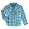 112329212 Wrangler Baby Boys Long Sleeve Western Shirt -  Blue Plaid