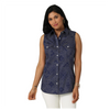 112329681 Wrangler Women's Blue Sleeveless Snap Shirt