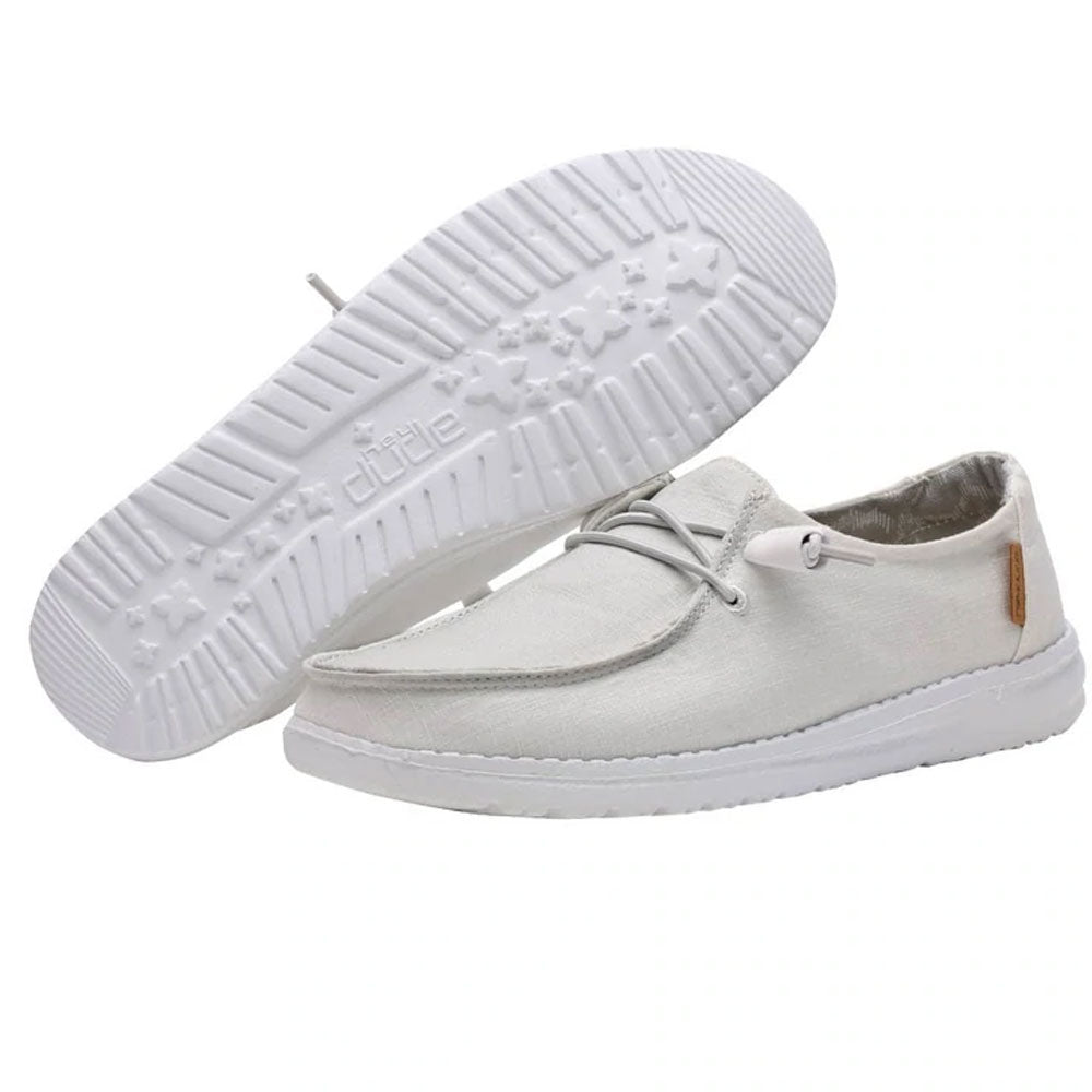 Hey Dude Ladies Chambray White Nut Shoes