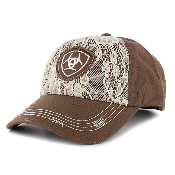 1514802 Ariat Women's Lace Front Logo Ball Cap Light Brown