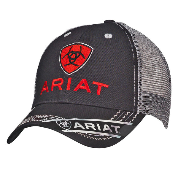1515866 Ariat Men's Black & Grey Logo Ball Cap Adjustable