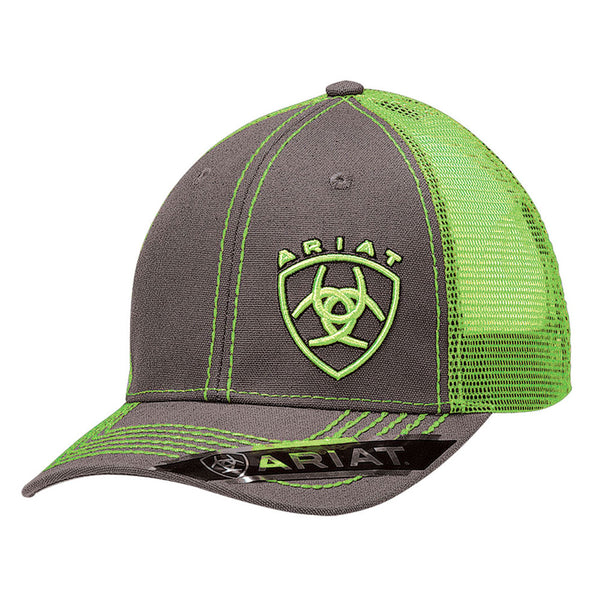 1595123 Ariat Men's Logo Grey and Green Ball Cap