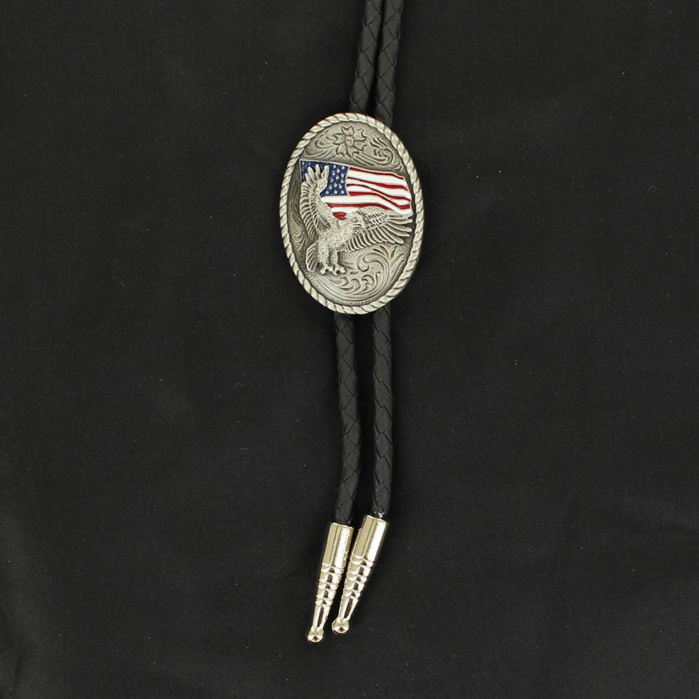 22612 Double S Men's Flying Eagle Flag Bolo Tie