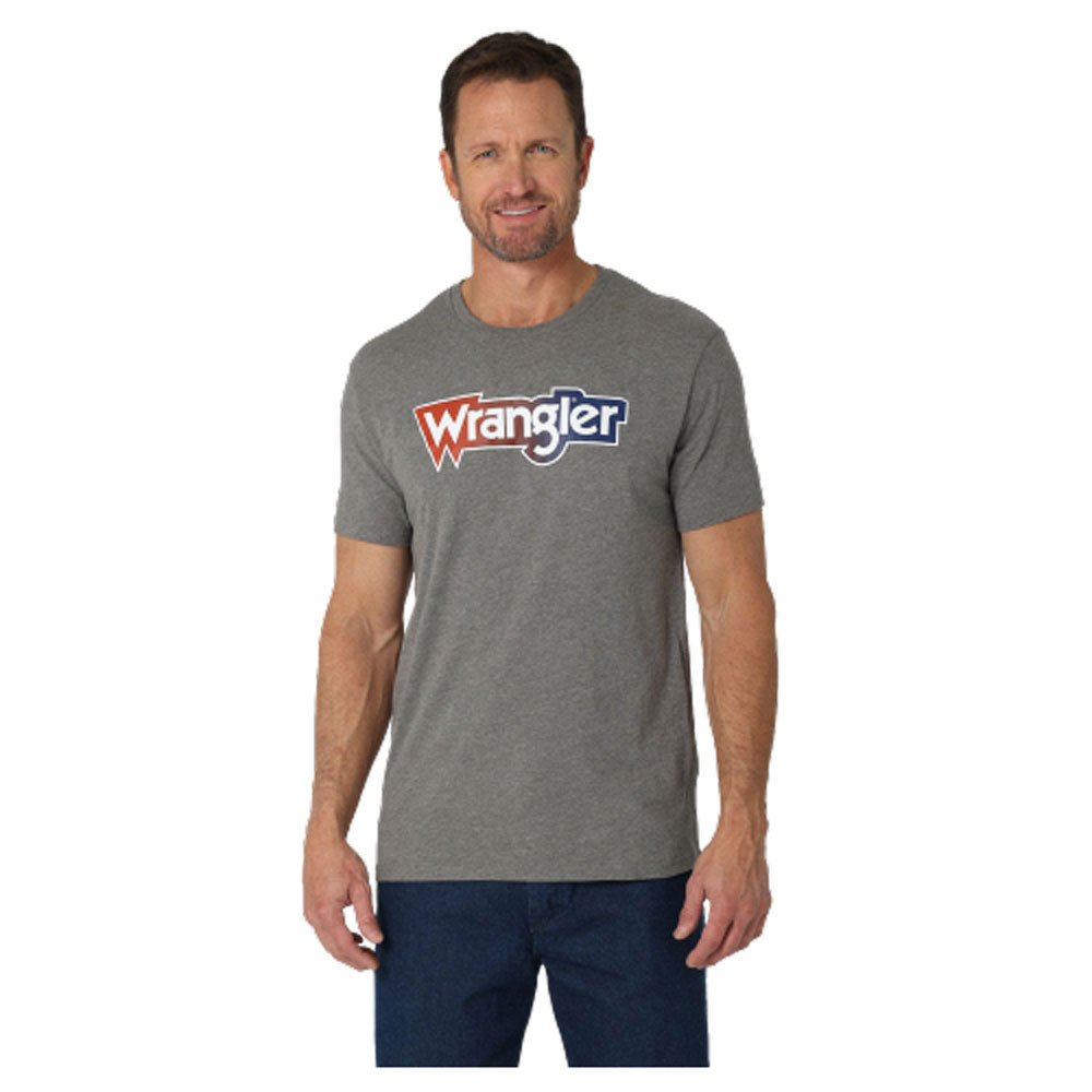 2315033 Wrangler Men's Short Sleeve Ombre Logo T-Shirt - Graphite Heather