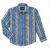 2316670 Wrangler Boy's Retro Long Sleeve Snap Western Shirt Blue Navajo Print